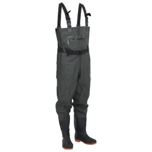 Chest Waders with Boots and Belt Dark Green Size 45