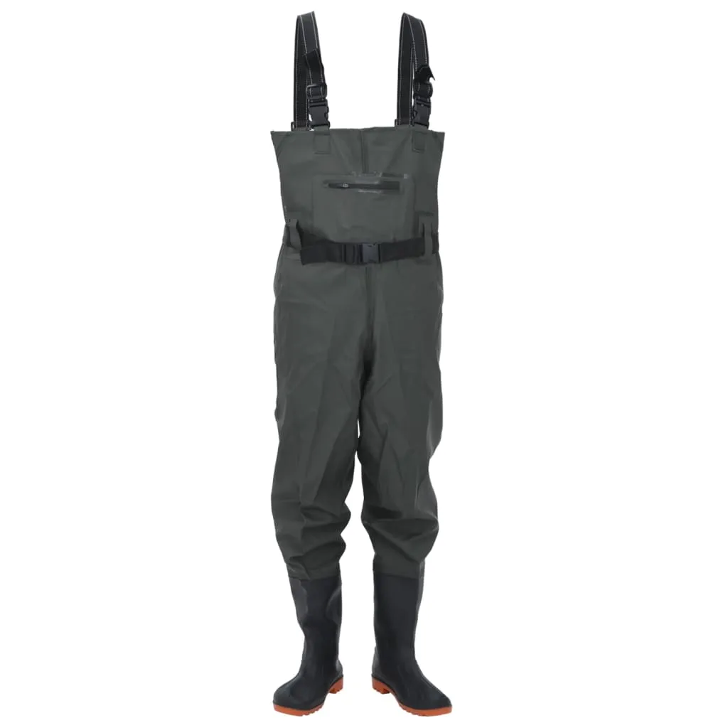 Chest Waders with Boots and Belt Dark Green Size 45