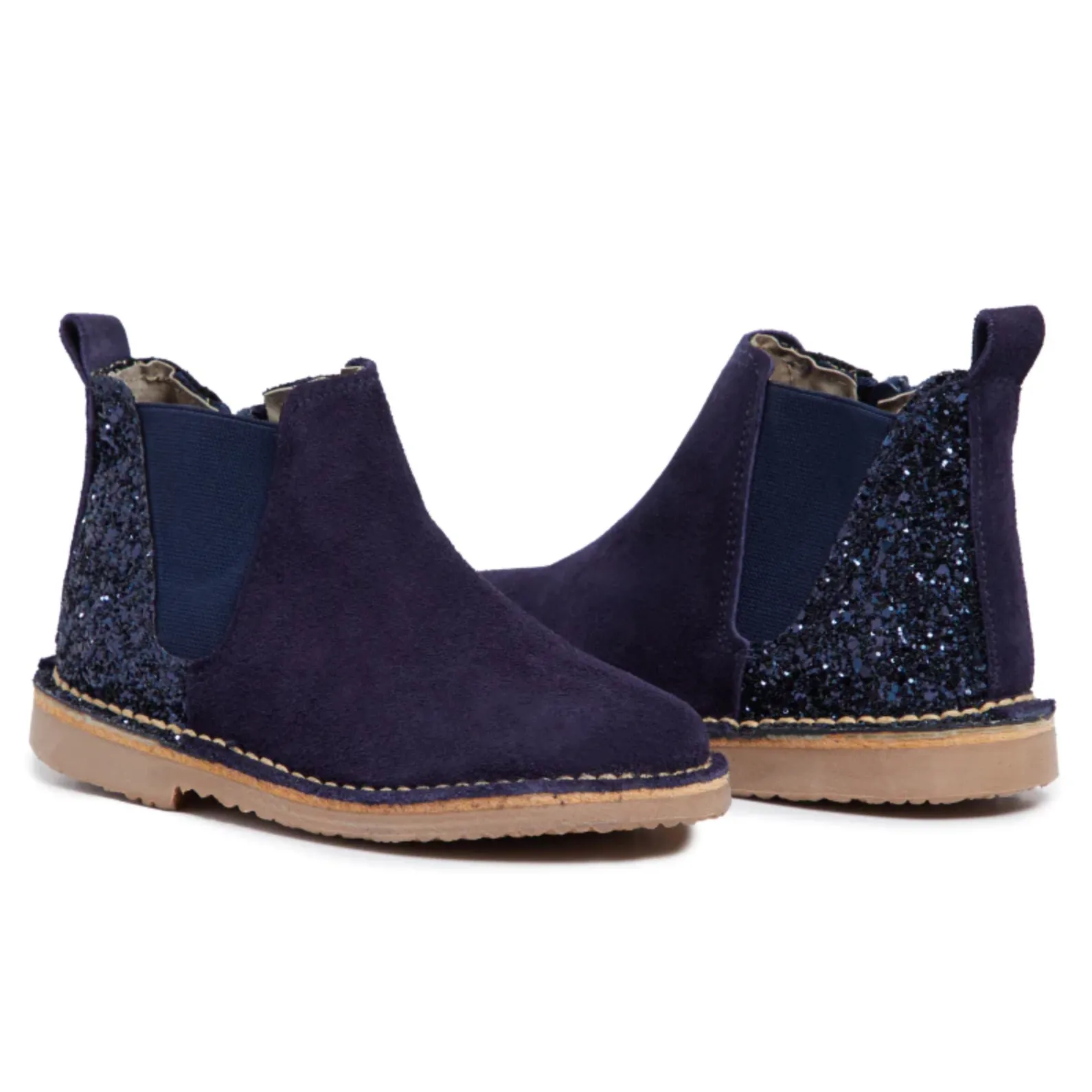 Childrenchic Suede Chelsea Boots with Sparkles (Little Kid/Big Kid)