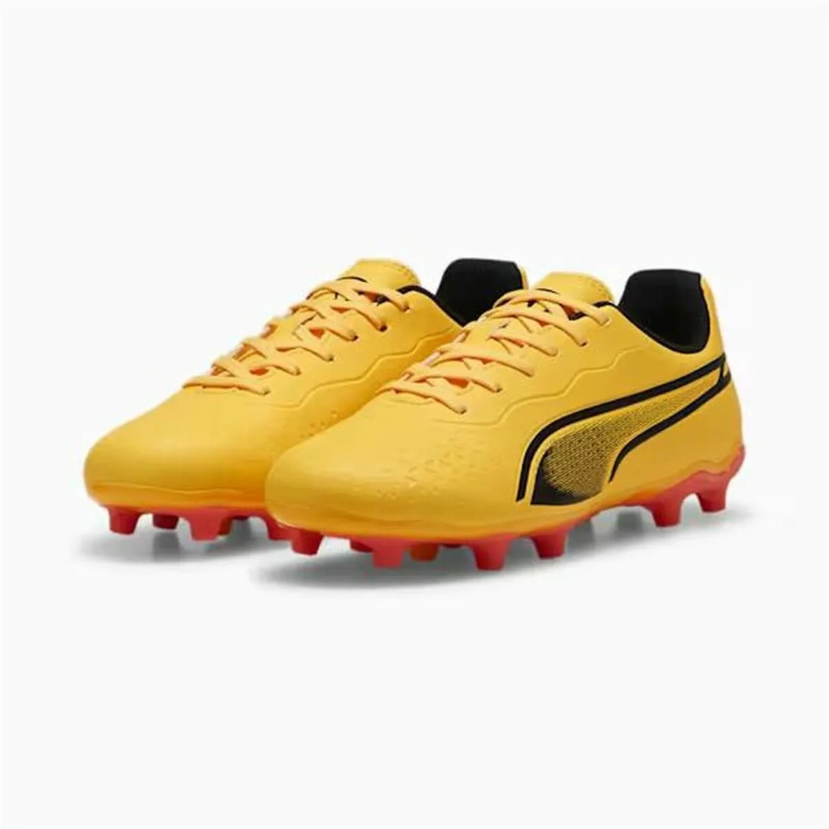 Childrens Football Boots Puma King Matc FG/AG Yellow Orange