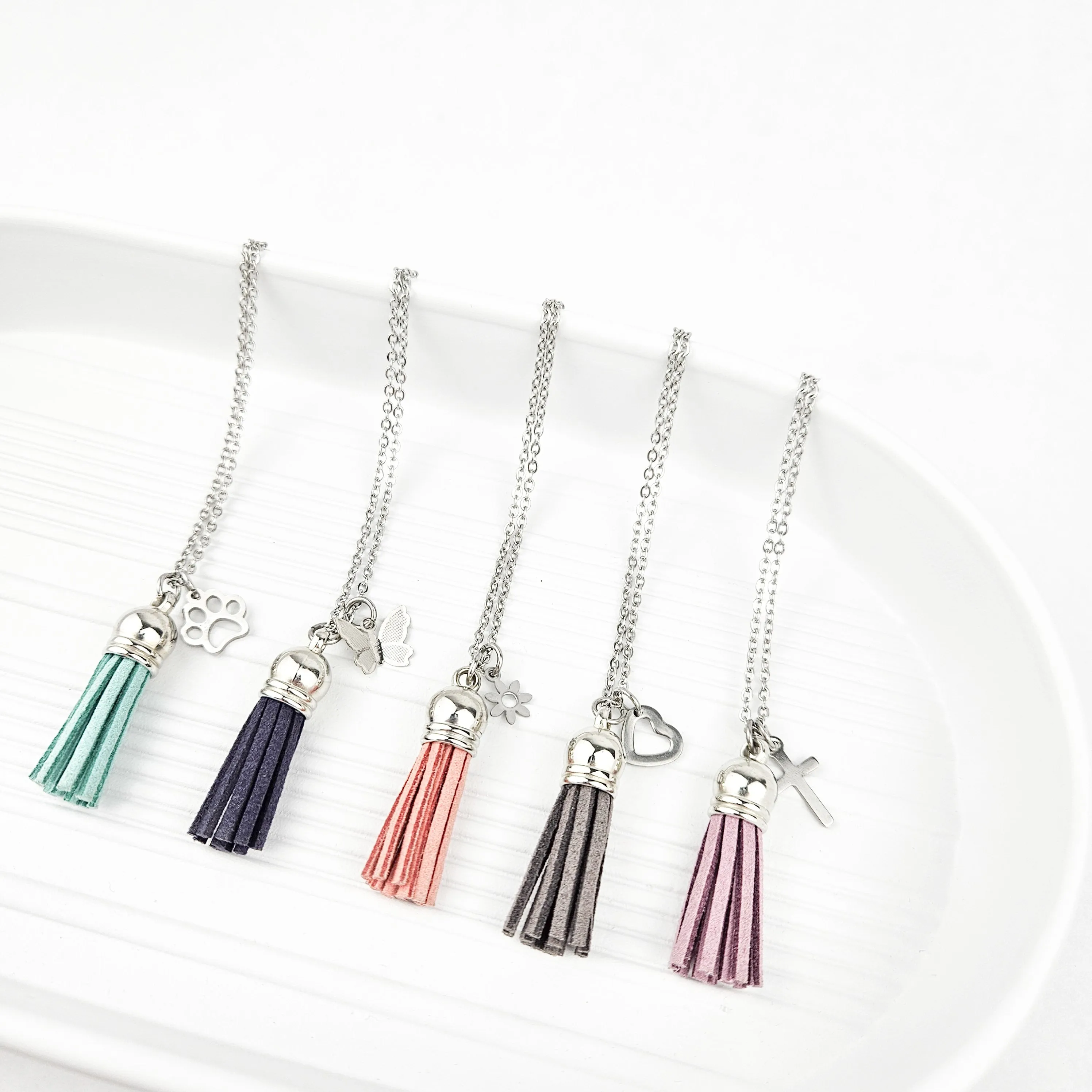 Child's Tassel   Charm Essential Oil Diffuser Necklace