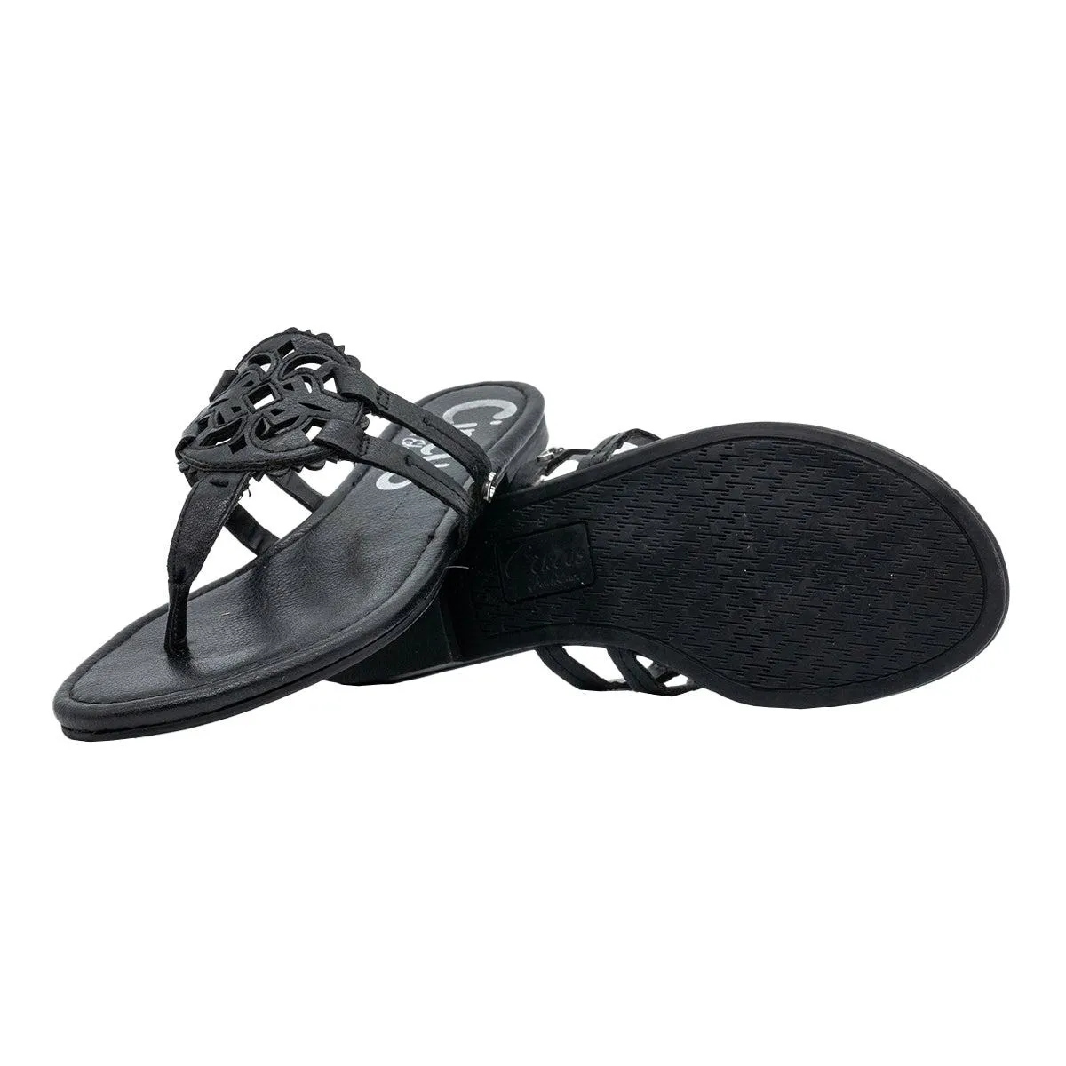 Circus By Sam Edelman Clara Flat Sandals Leather Black Colour For Women