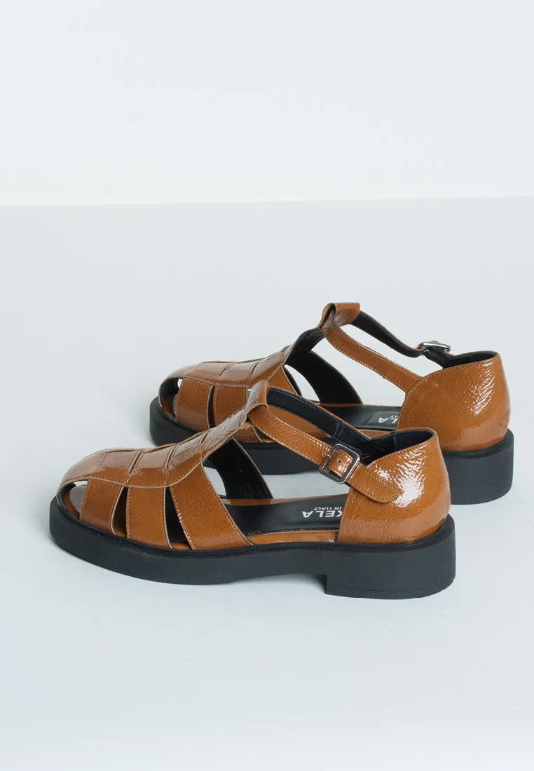 Clara Cognac Leather Sandals