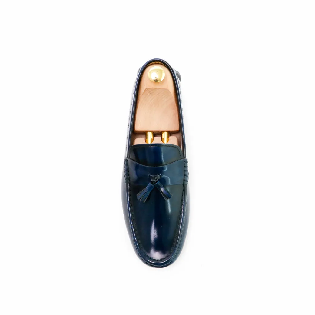 Comfy Tassel Loafer European Brush Off Bezel Blue