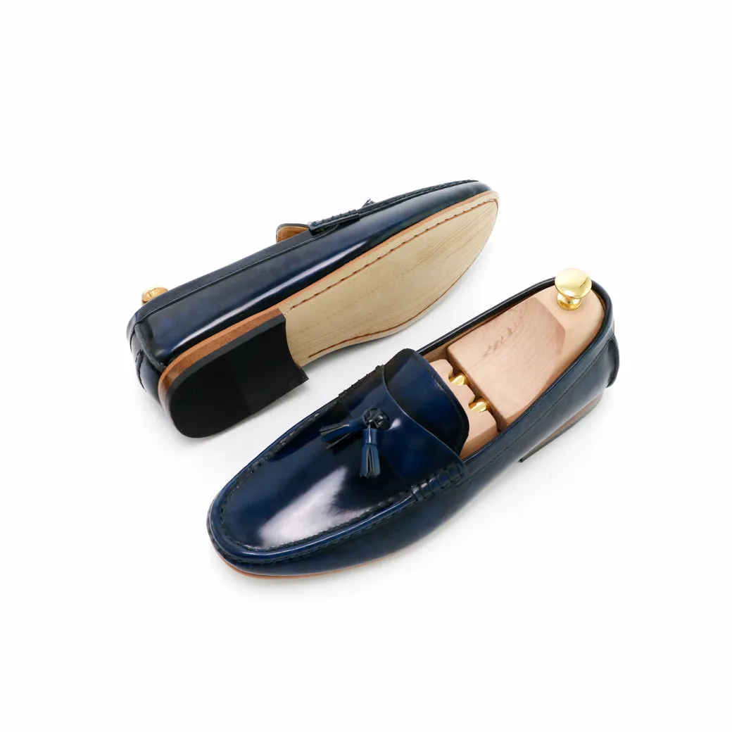 Comfy Tassel Loafer European Brush Off Bezel Blue