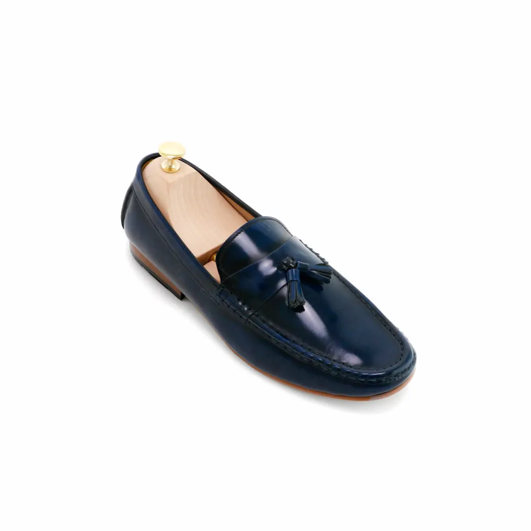 Comfy Tassel Loafer European Brush Off Bezel Blue