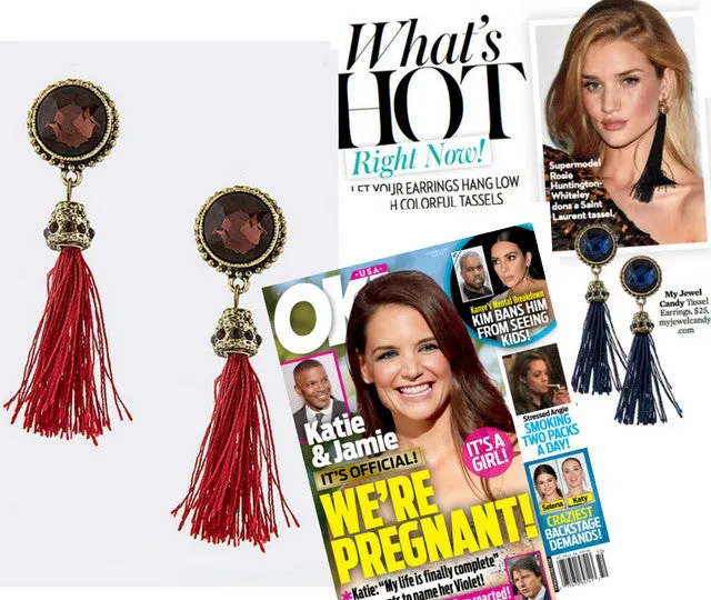 Crimson Red Tassel Earrings (As Seen in OK! Magazine)