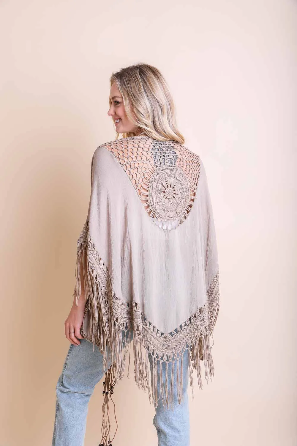 Crochet Medallion Tassel Kimono 🖤