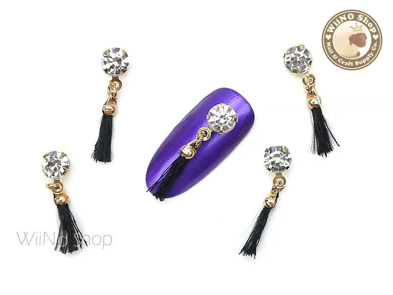 Crystal Black Tassel Nail Art Charm - 2 pcs