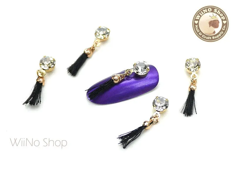 Crystal Black Tassel Nail Art Charm - 2 pcs