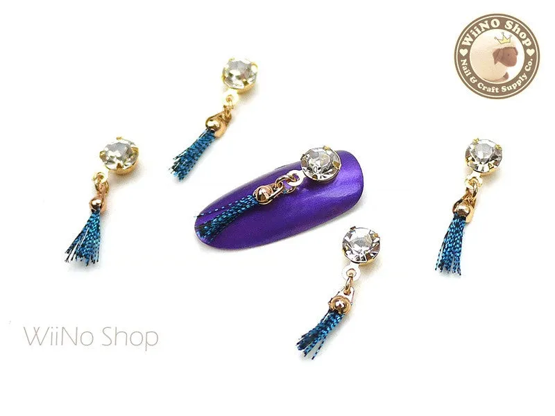 Crystal Turquoise Tassel Nail Art Charm - 2 pcs