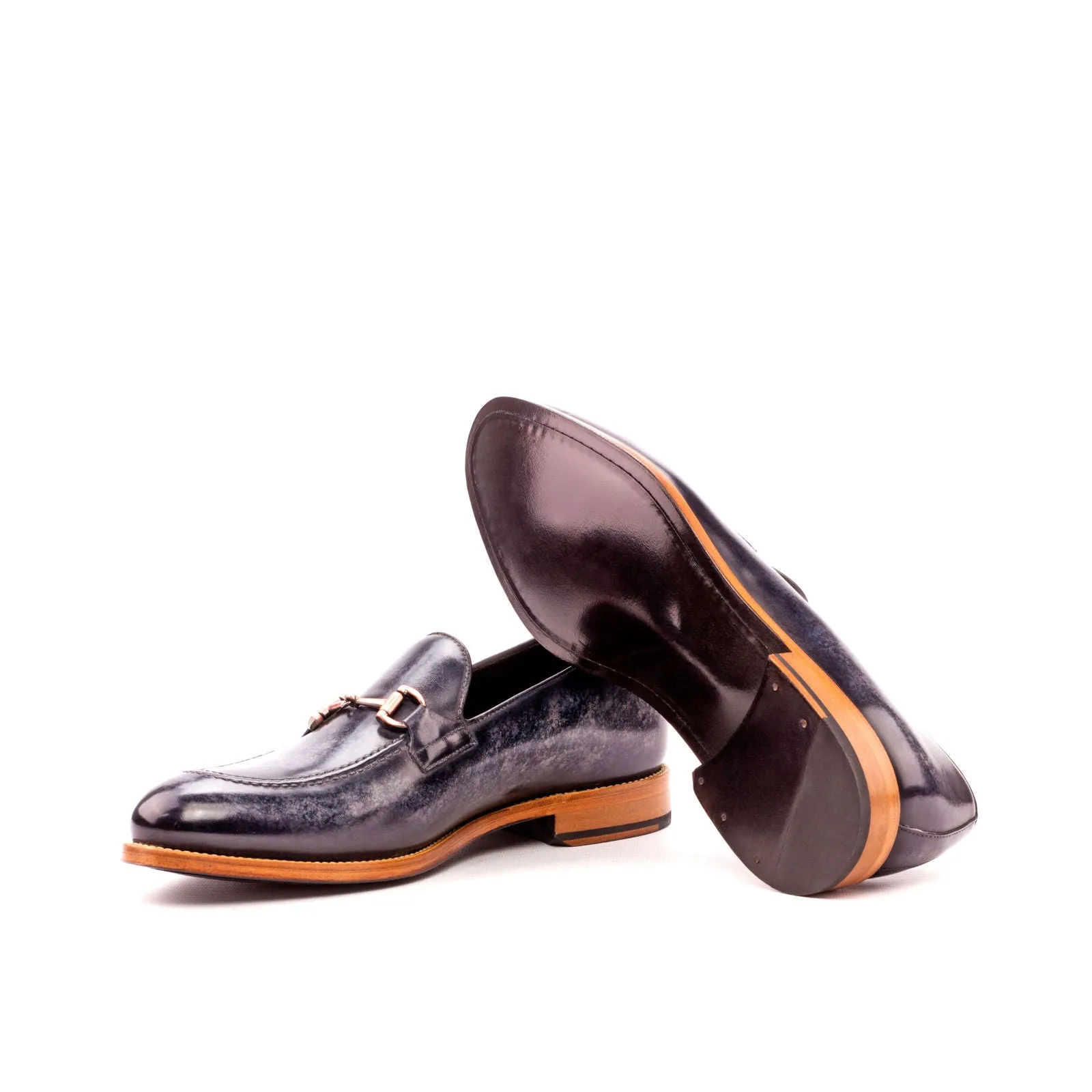 DapperFam Luciano in Grey Men's Hand-Painted Patina Loafer