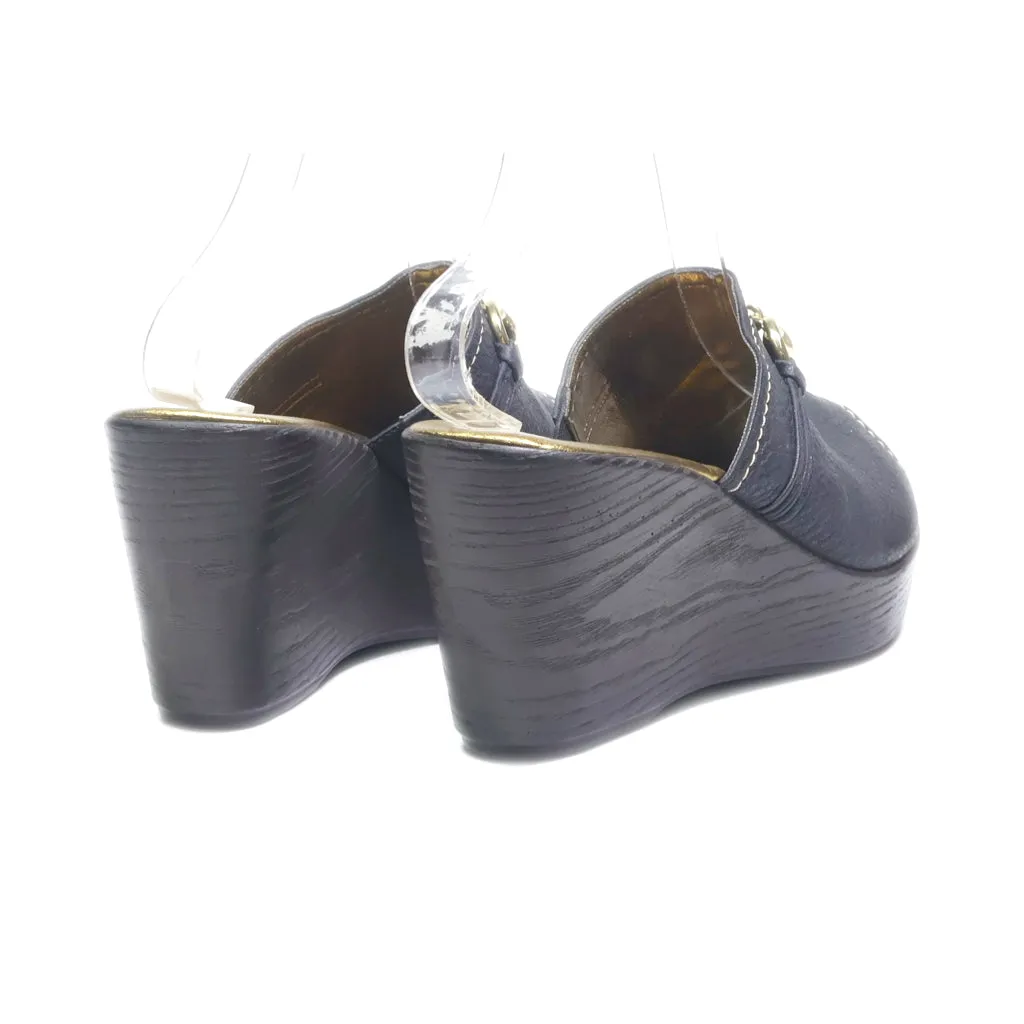 Dezario Wedge Sandals Leather Black Colour For Women