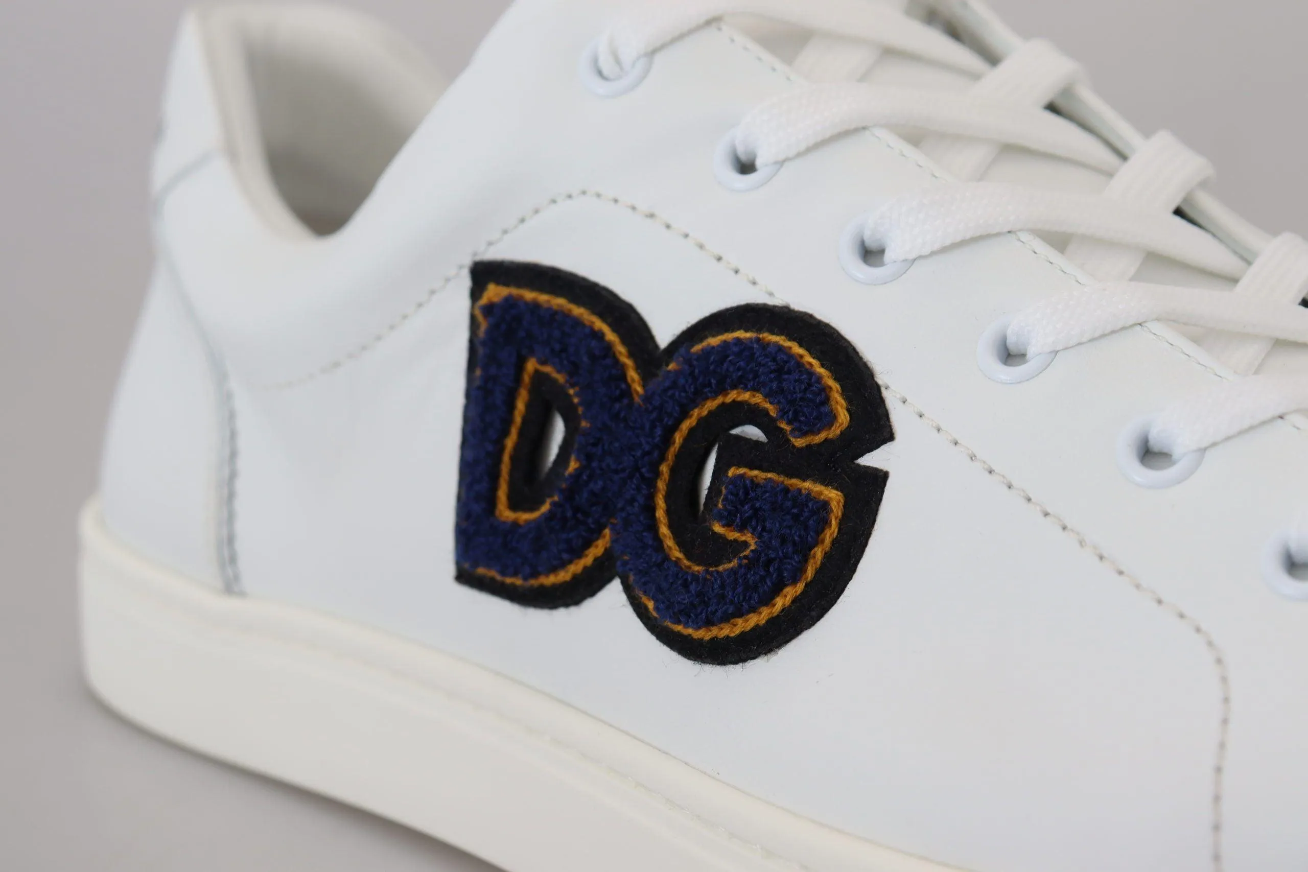 Dolce & Gabbana White Leather DG Logo Casual Sneakers Shoes