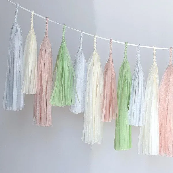 Dusty blush and green tassel garland - various lengths