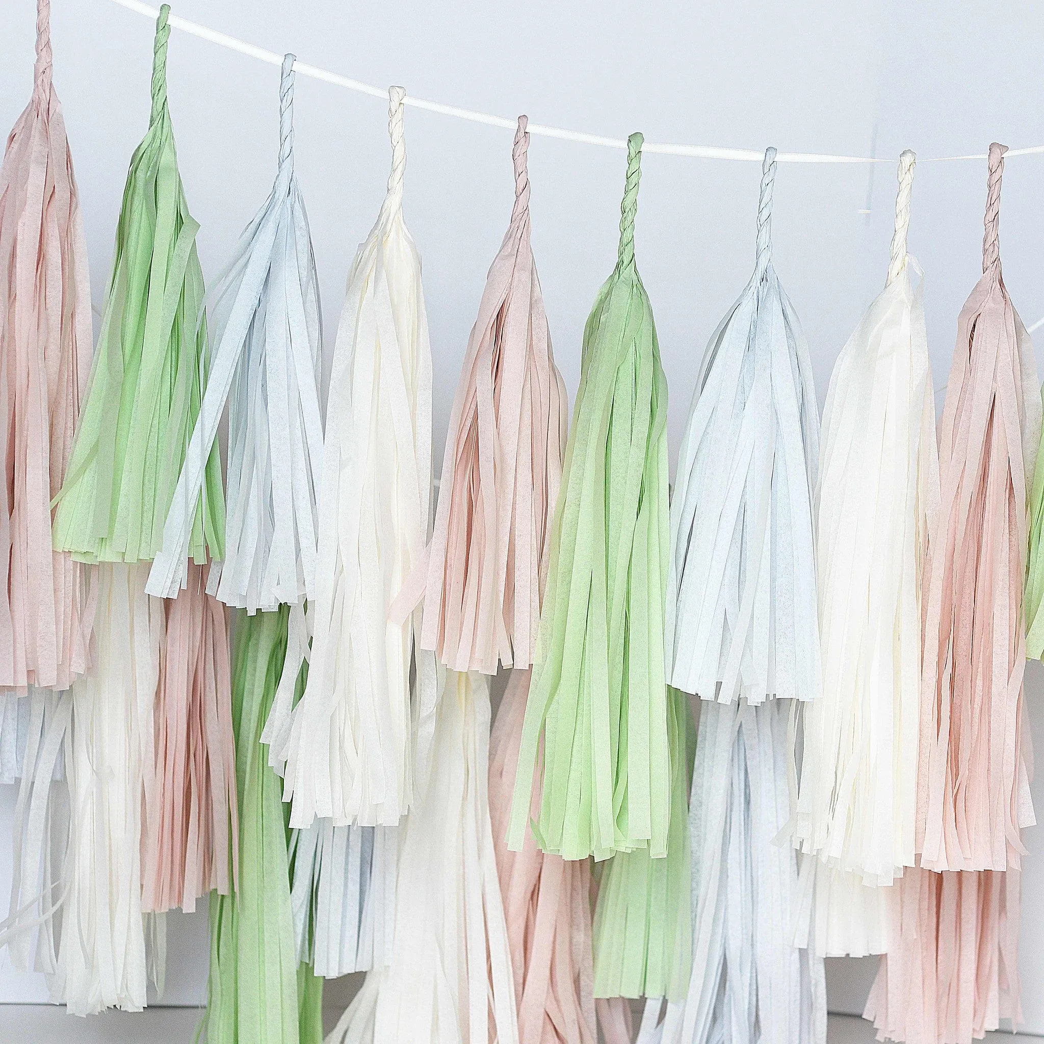 Dusty blush and green tassel garland - various lengths