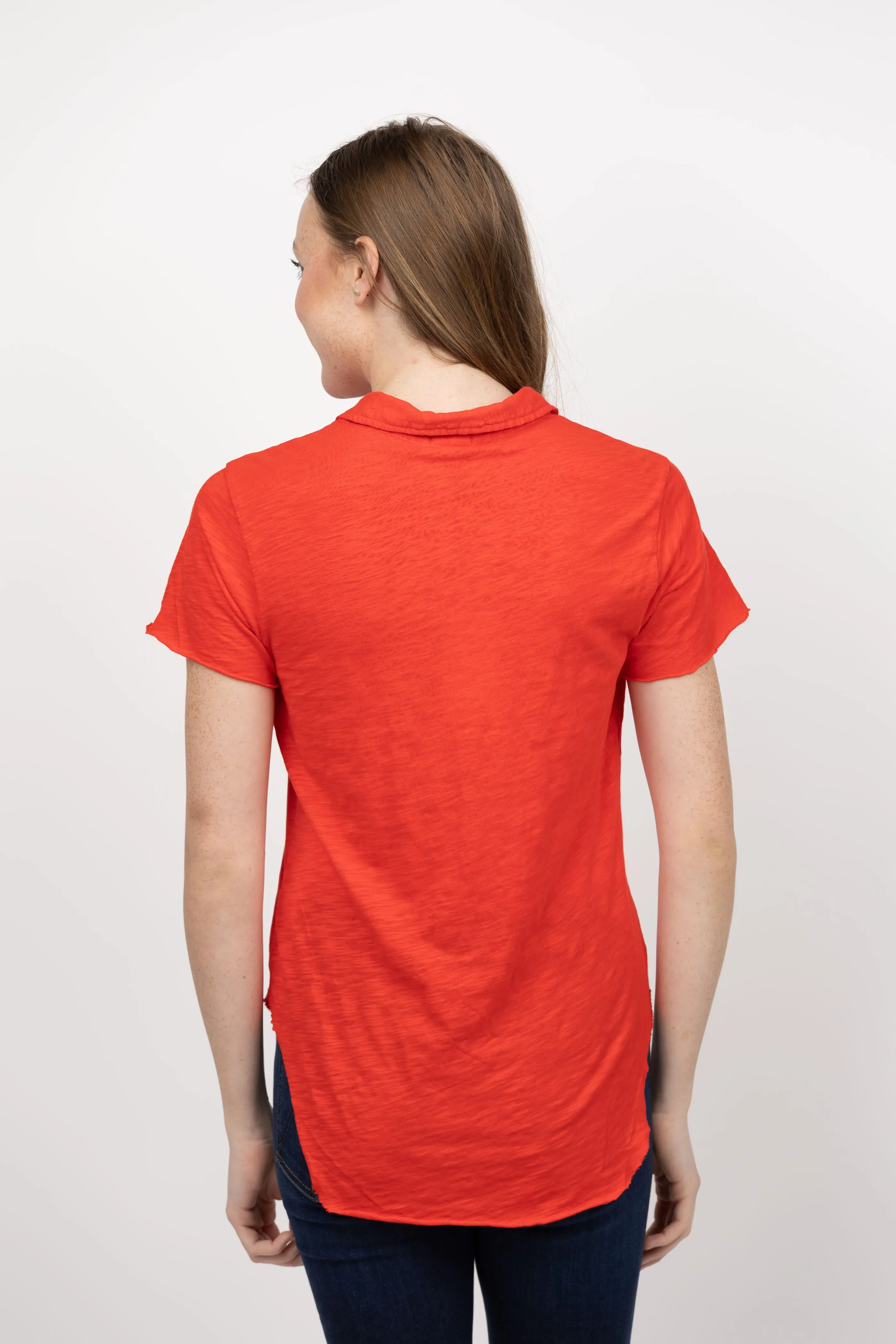 Dylan Sara Short Sleeve Polo Top in Faded Red