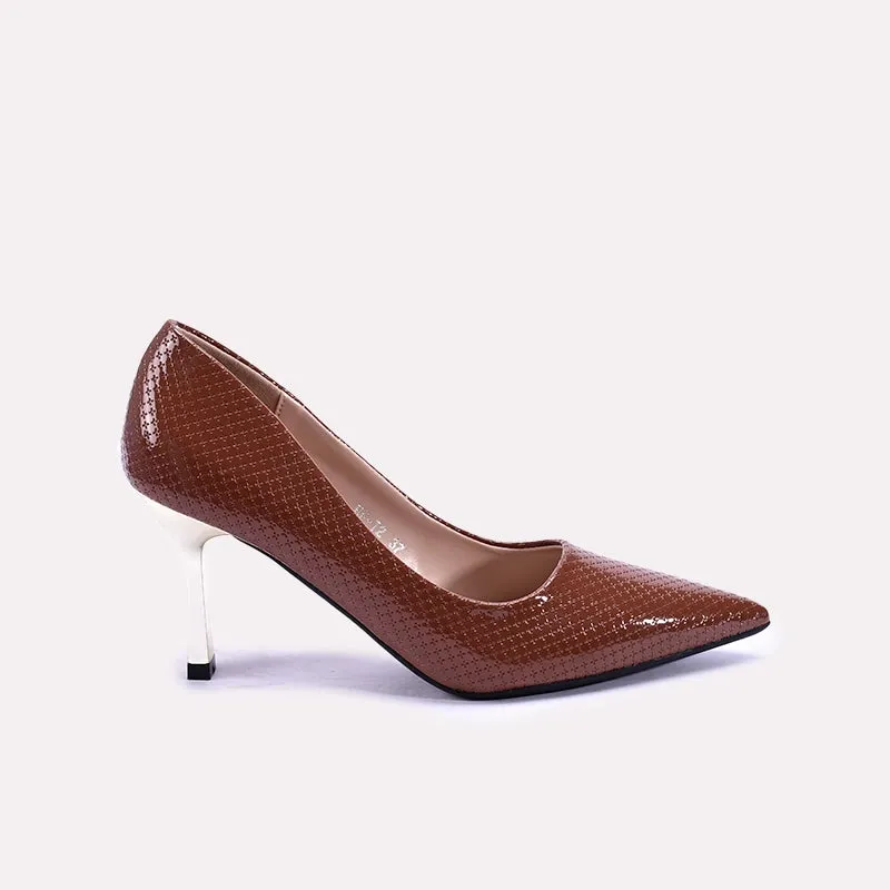 Eastwick Pointed Heel Brown Court Shoes 0431362