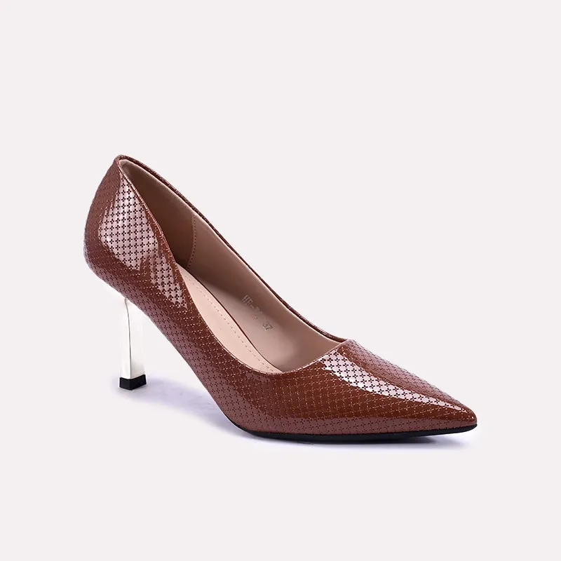 Eastwick Pointed Heel Brown Court Shoes 0431362