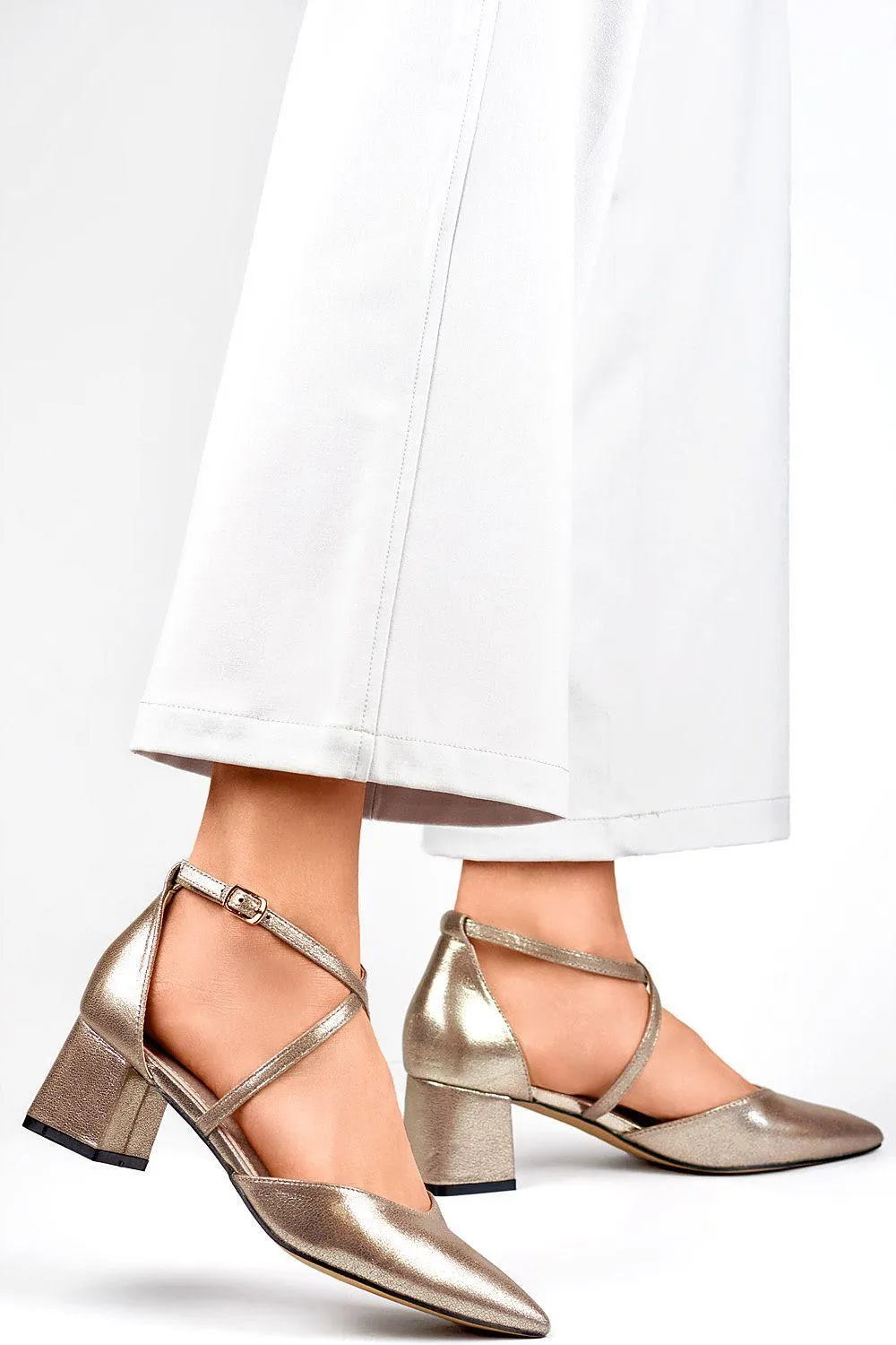 Eco-Chic Block Heel Pumps with Elegant Buckle Design