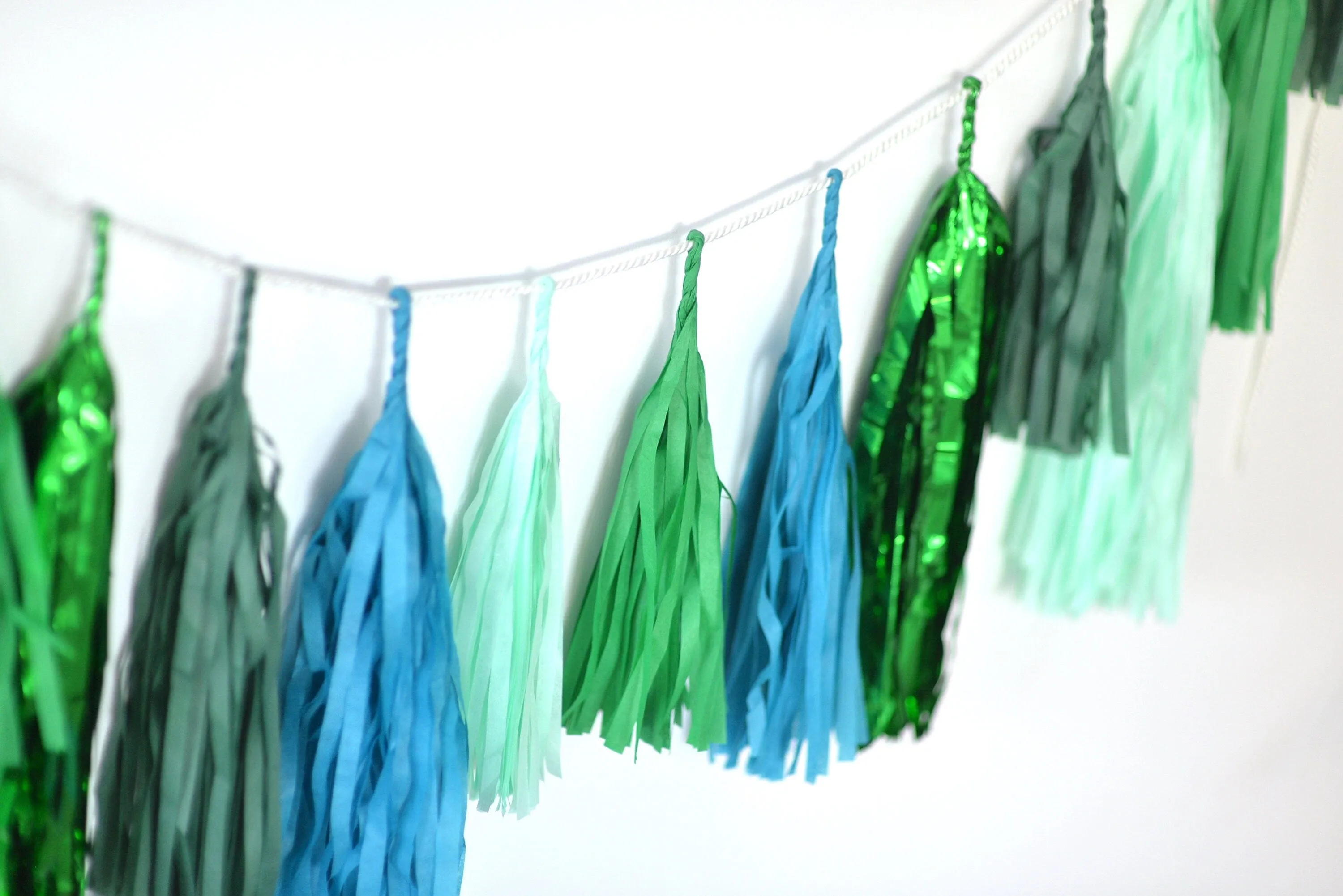 Emerald Green peacock Paper Tassel Garland - classy Green party Birthday banner anniversary and wedding Fringe garland - Enchanted Forest