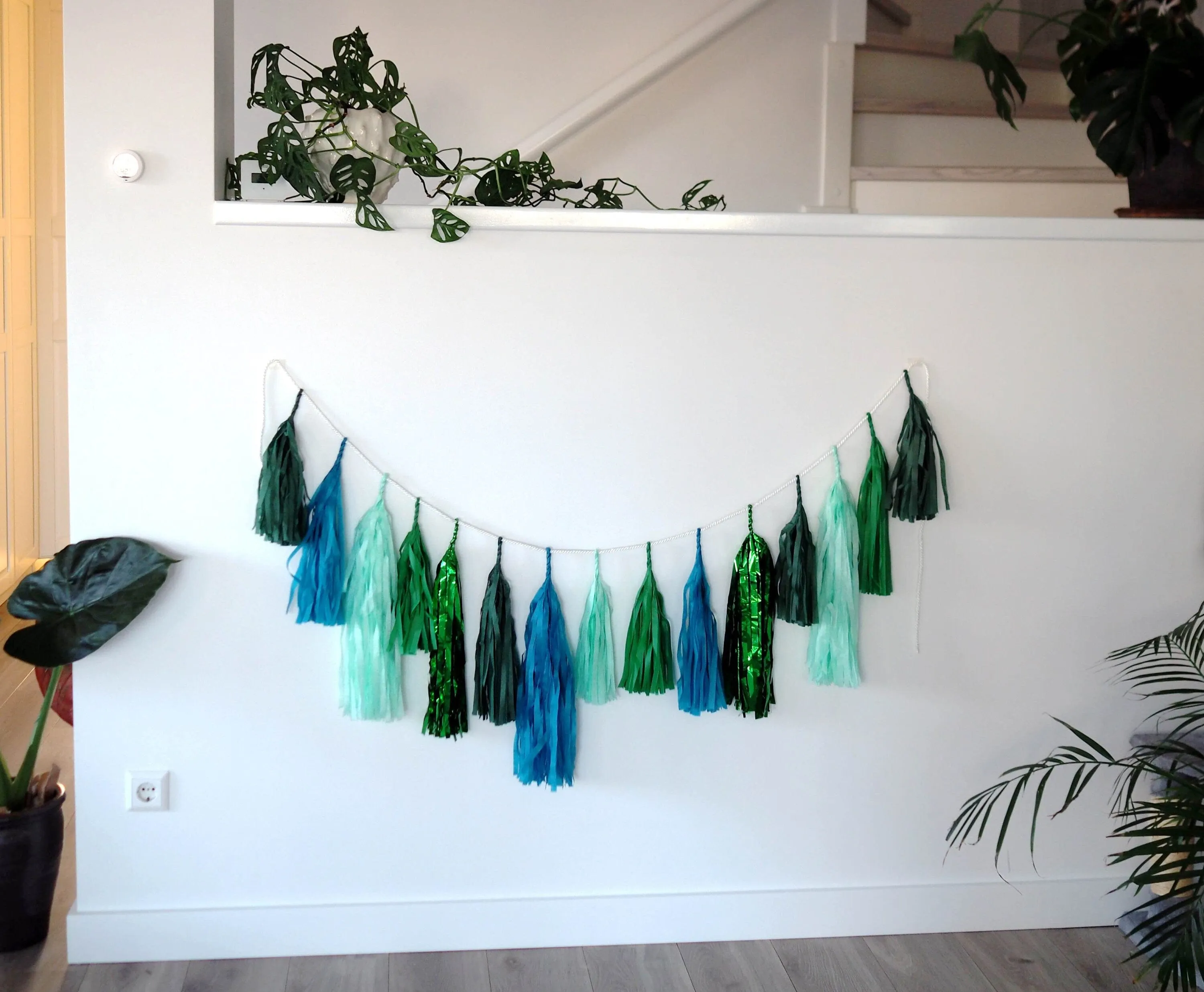 Emerald Green peacock Paper Tassel Garland - classy Green party Birthday banner anniversary and wedding Fringe garland - Enchanted Forest