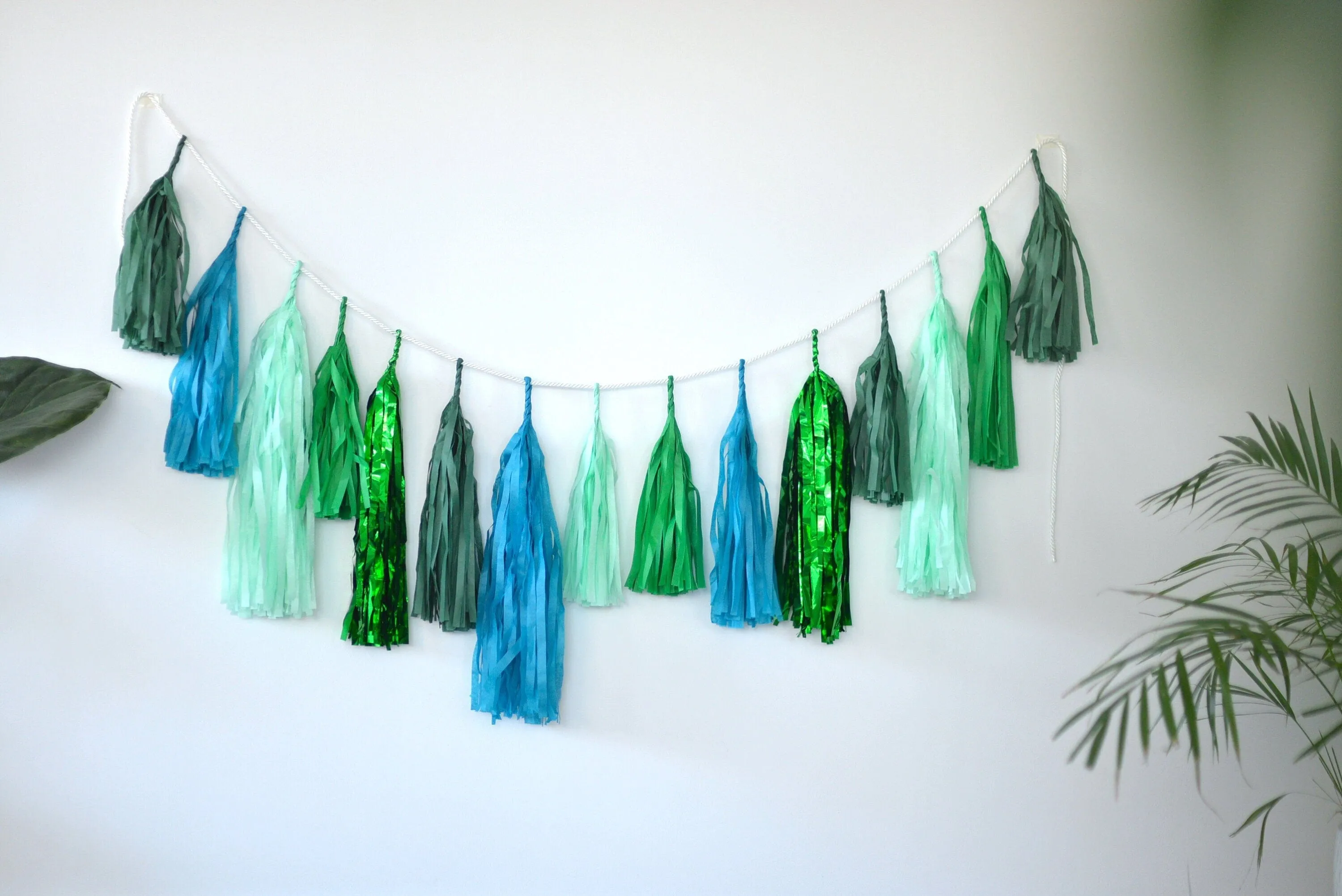 Emerald Green peacock Paper Tassel Garland - classy Green party Birthday banner anniversary and wedding Fringe garland - Enchanted Forest