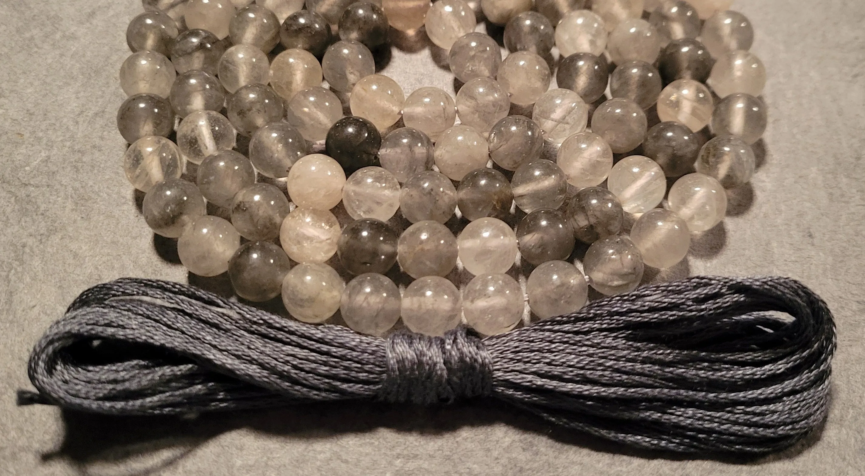 Energy Cleansing Mala Kit - Gray Cloud Quartz