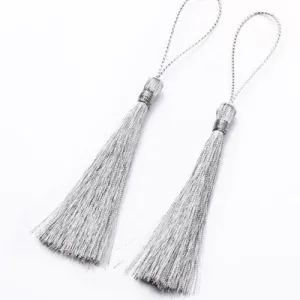 Fabric Fan Tassels x 4 pcs - Metallic Silver