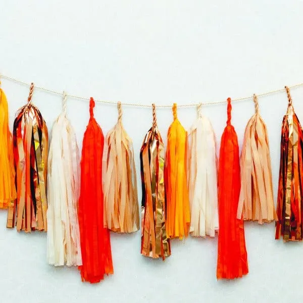 Fall MAD ORANGE tassel garland - various lengths