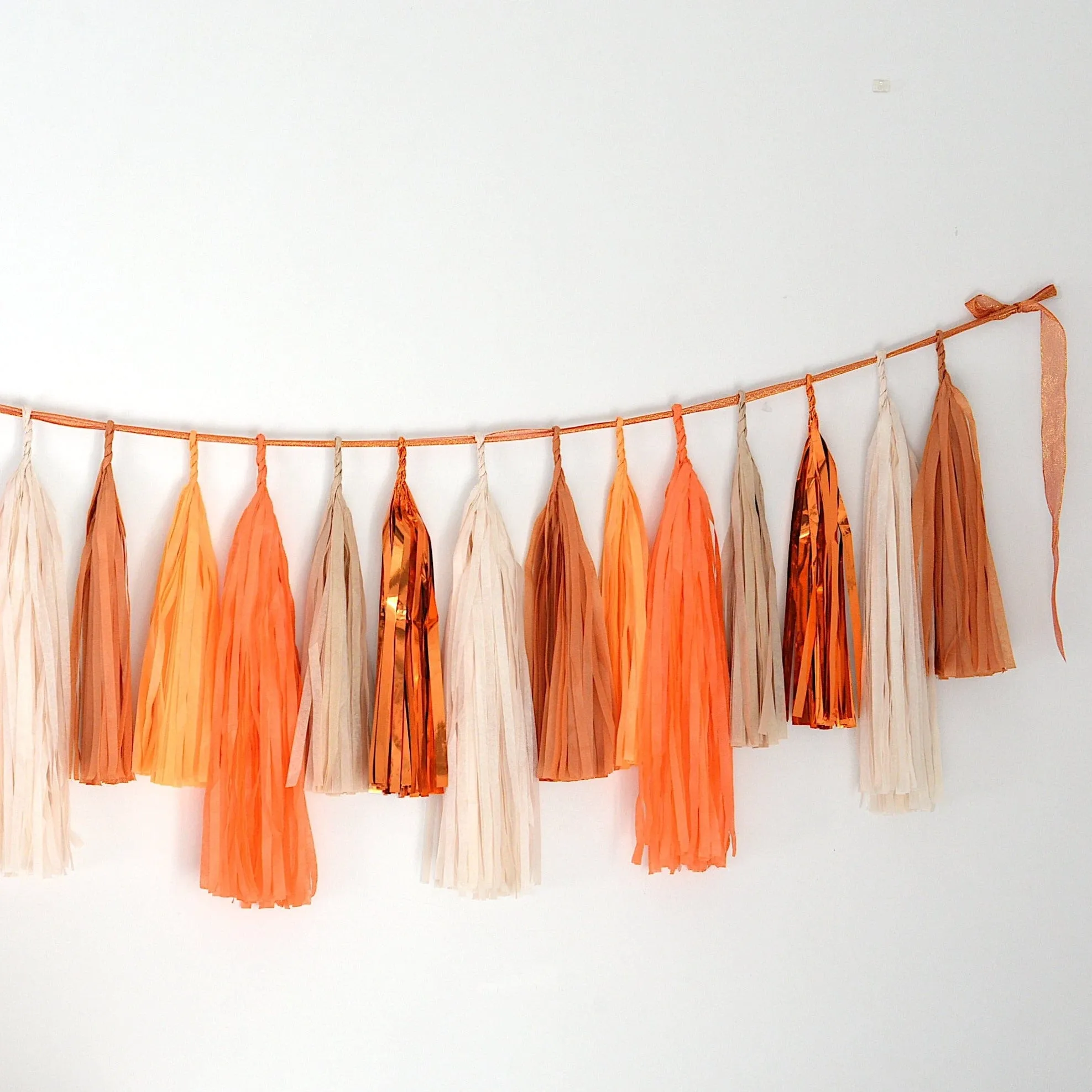 Fall MAD ORANGE tassel garland - various lengths