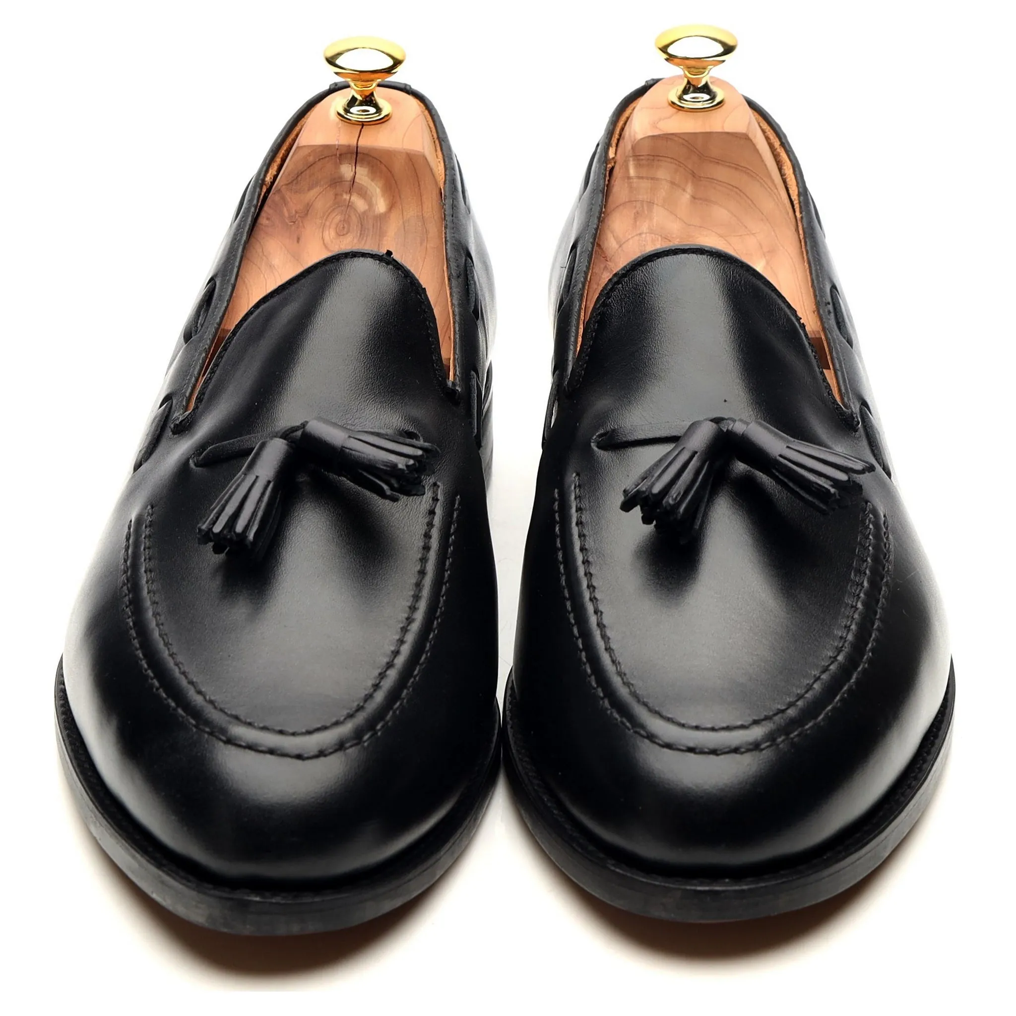 'Finchley' Black Leather Tassel Loafers UK 12 F