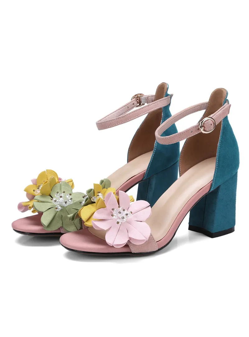 Flower Women Sandals High Heels Sandals Open Toe