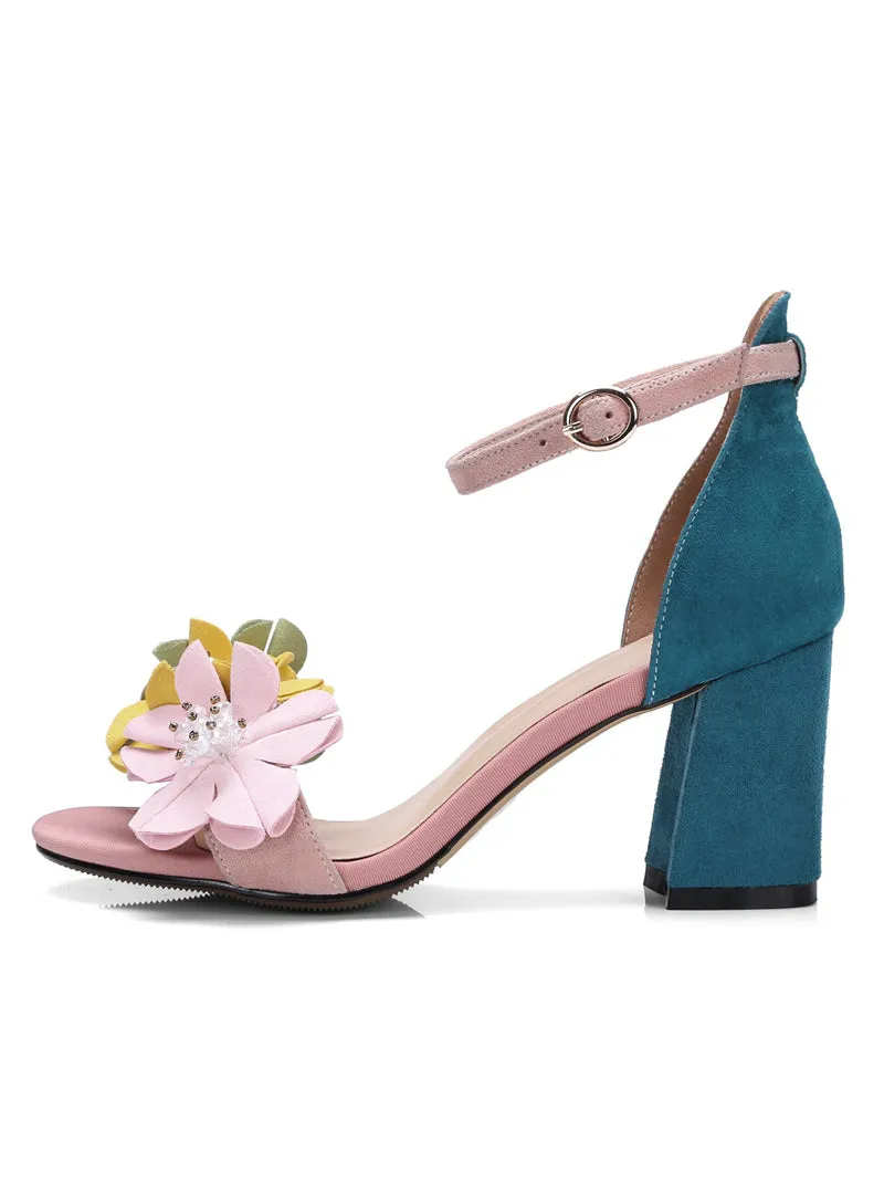 Flower Women Sandals High Heels Sandals Open Toe