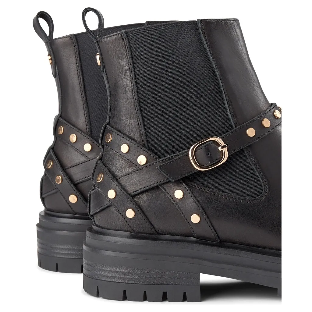 Franka Cage Leather Boot - BLACK