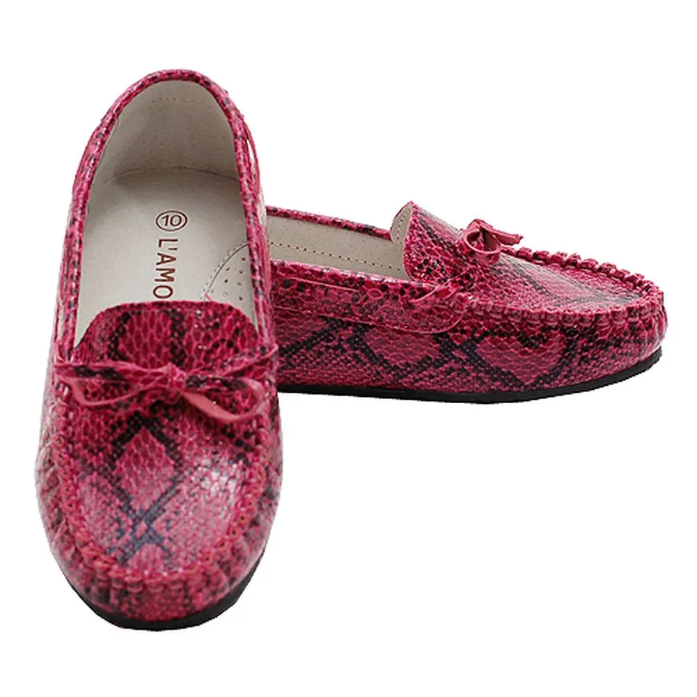 Fuchsia Faux Alligator Skin Loafer Dress Shoes Toddler Little Girl 7-4