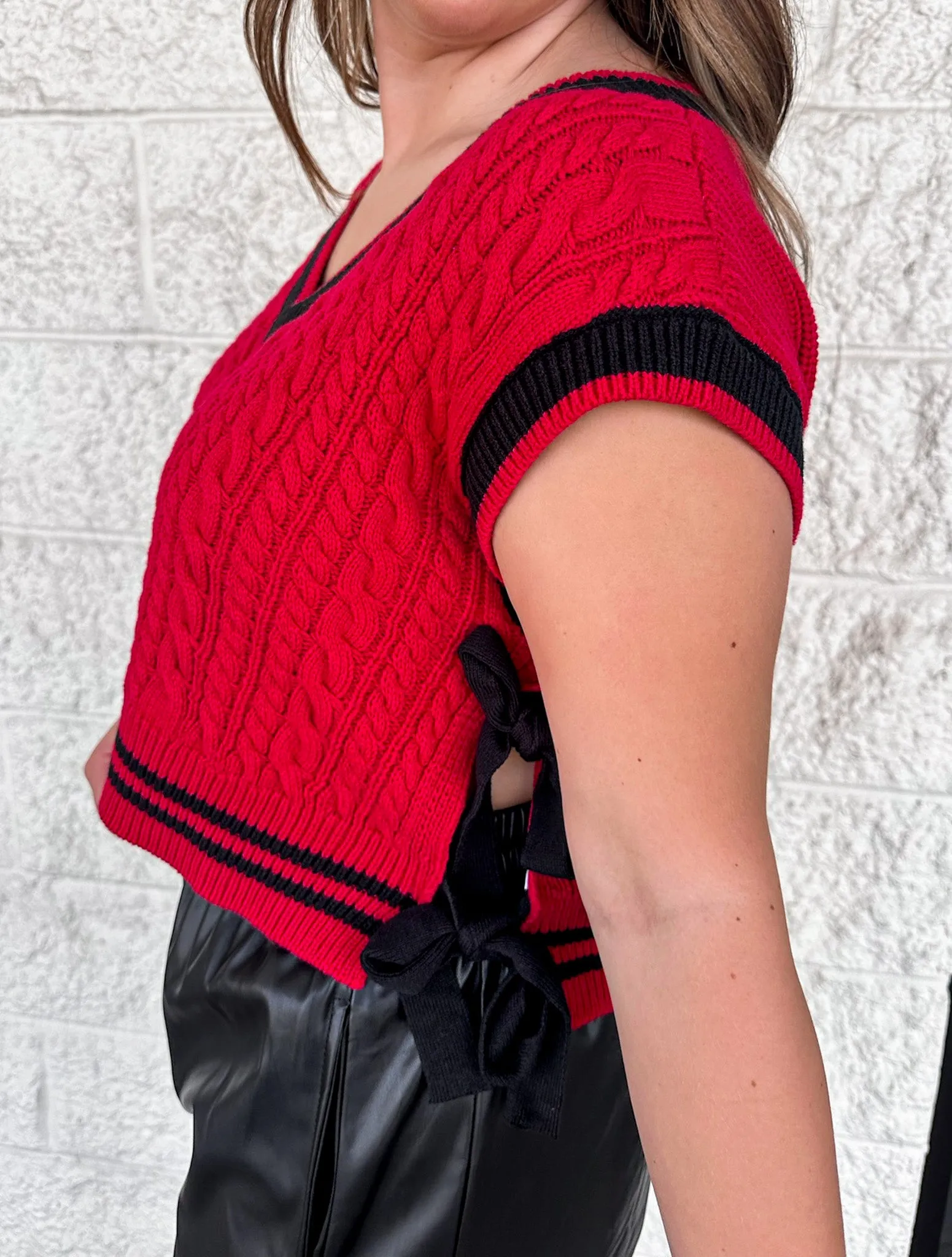 Gameday Perfection Red Sleeveless Sweater