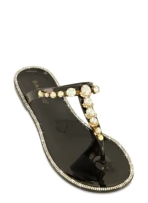 Gemstone Strap Jelly Thong Sandals