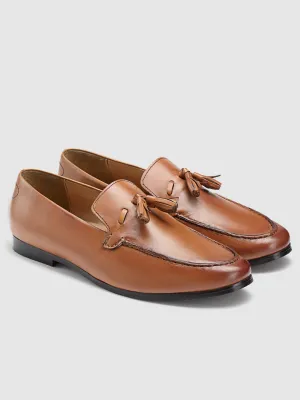 Genuine Leather Tan Formal Tassel Loafers