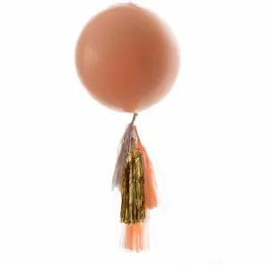 Giant peach balloon with gold, tan, peach tassel tail Peach birthday decorations, wedding, baby shower, bridal shower, sweet sixteen decor