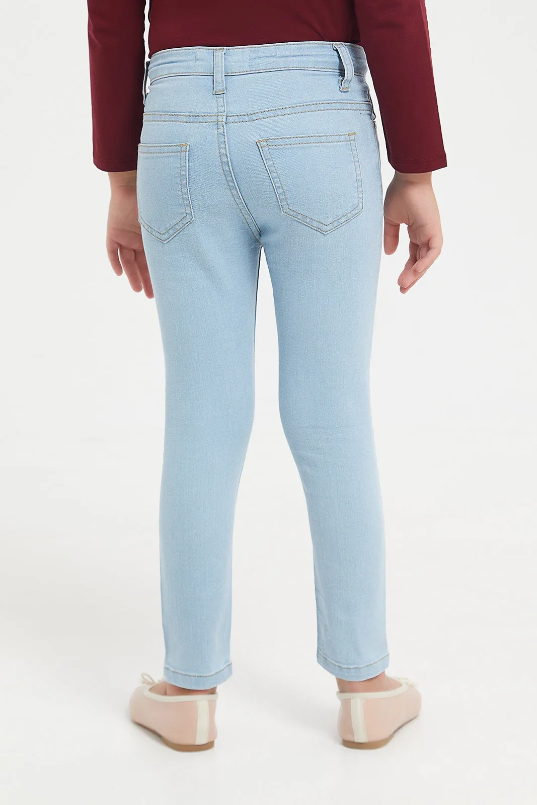 Girls Blue Basic 5 Pocket Jeans