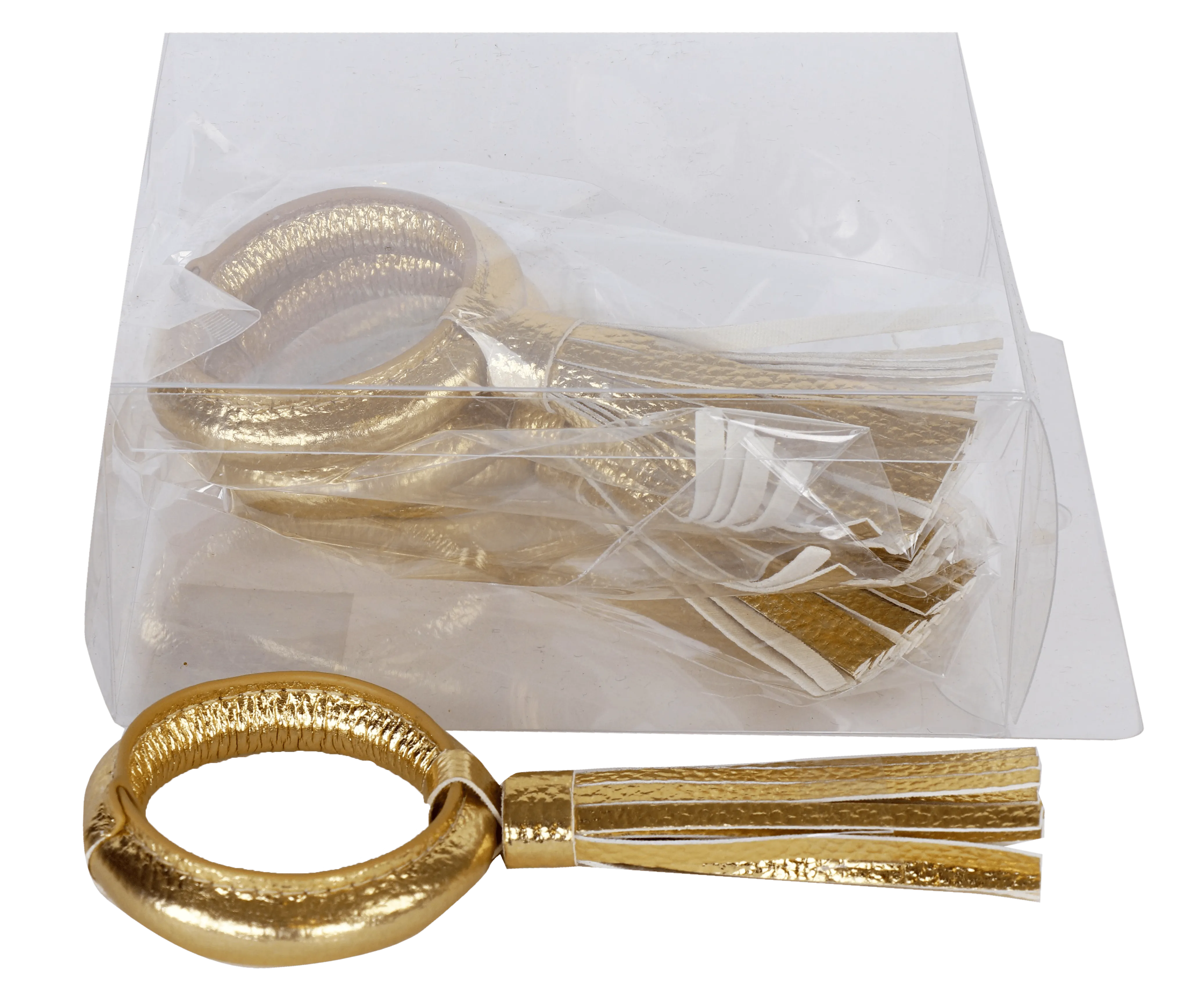 Gold Tassel Napkin Ring set of 4/pvc box,