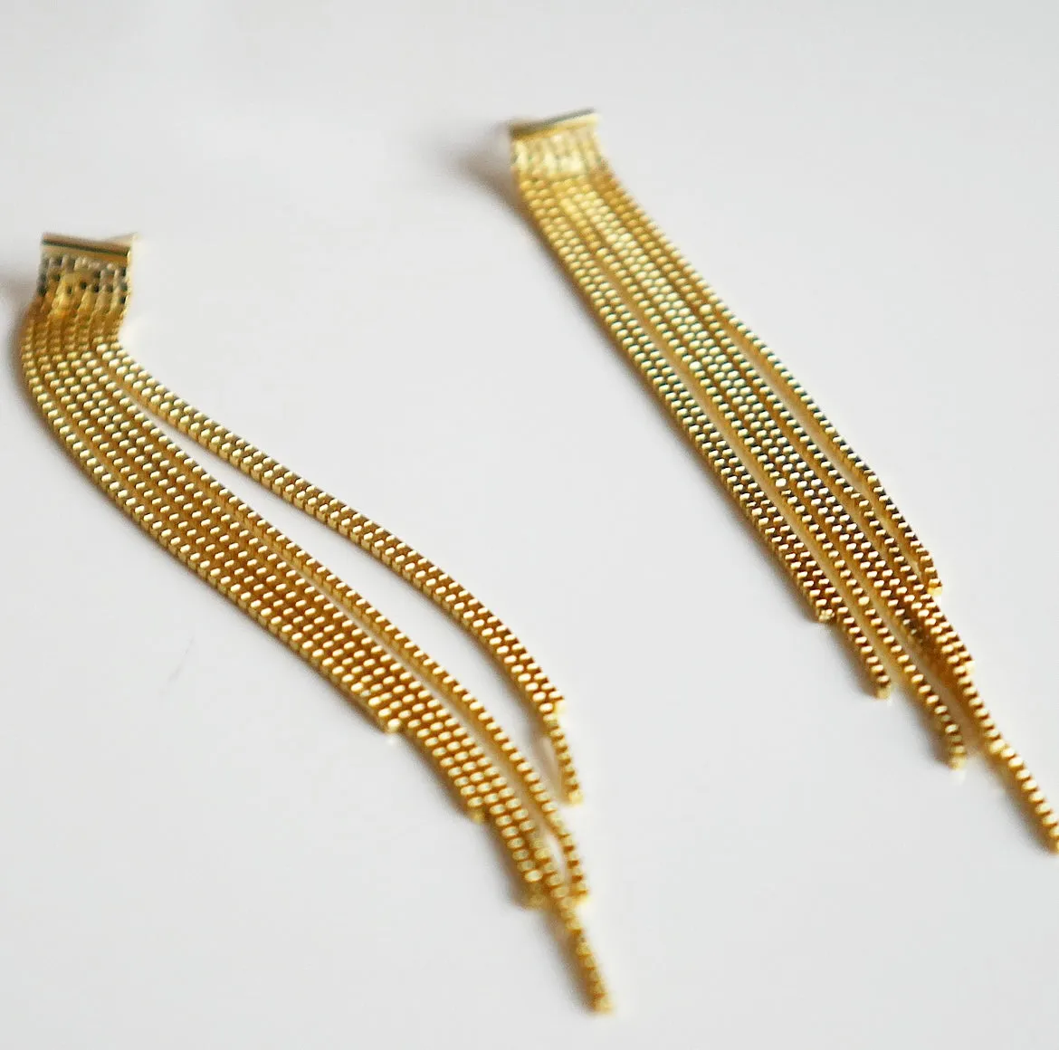 Golden Tassel Earrings, 18k Gold Plated .925 Sterling Silver Nickel Free Glam All Day Long Earrings