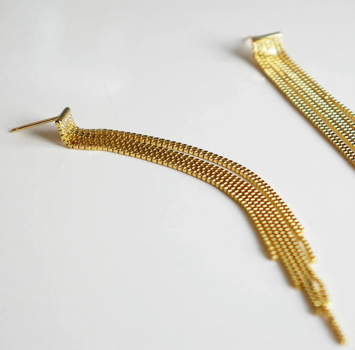 Golden Tassel Earrings, 18k Gold Plated .925 Sterling Silver Nickel Free Glam All Day Long Earrings