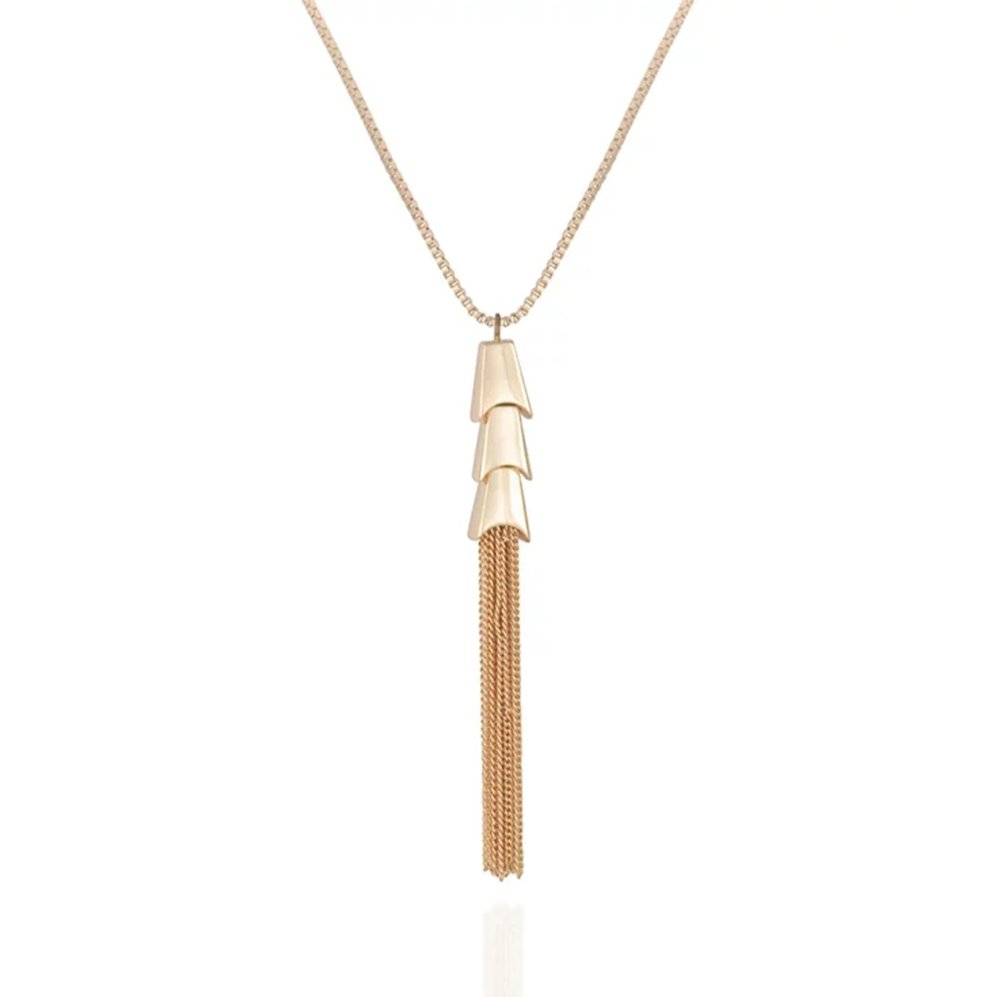 Goldtone Long Tassel Chain Necklace