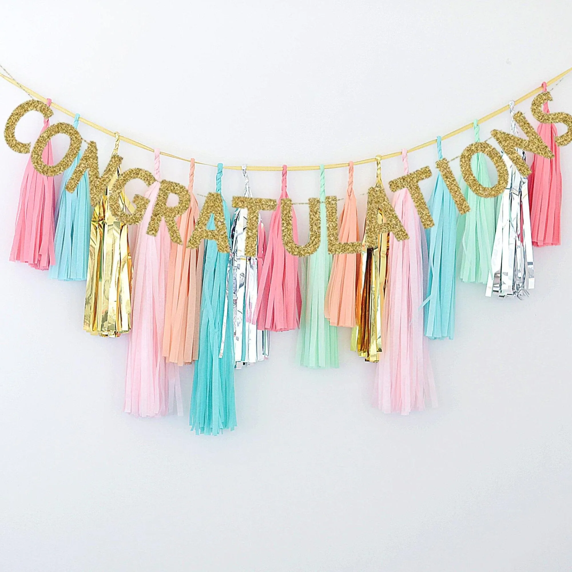 Graduation banner Tassel Garland - Colourful Fringe graduation decor Personalised Golden Custom banner