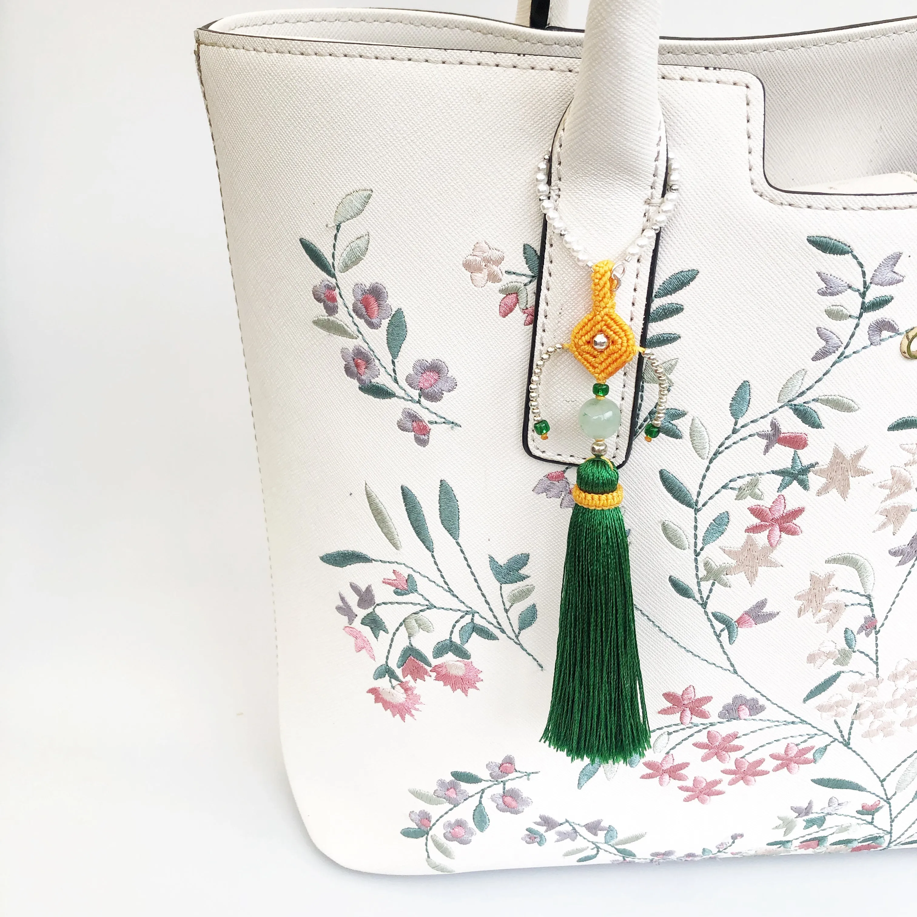 Green Silk Tassel Bag Accessory