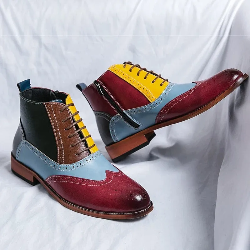 Handmade Men's Multicolor Leather Chelsea Boots | Luxury Designer Ankle Dress Shoes for Business and Formal Wear