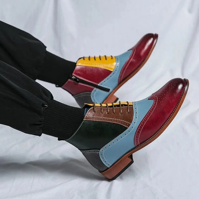 Handmade Men's Multicolor Leather Chelsea Boots | Luxury Designer Ankle Dress Shoes for Business and Formal Wear