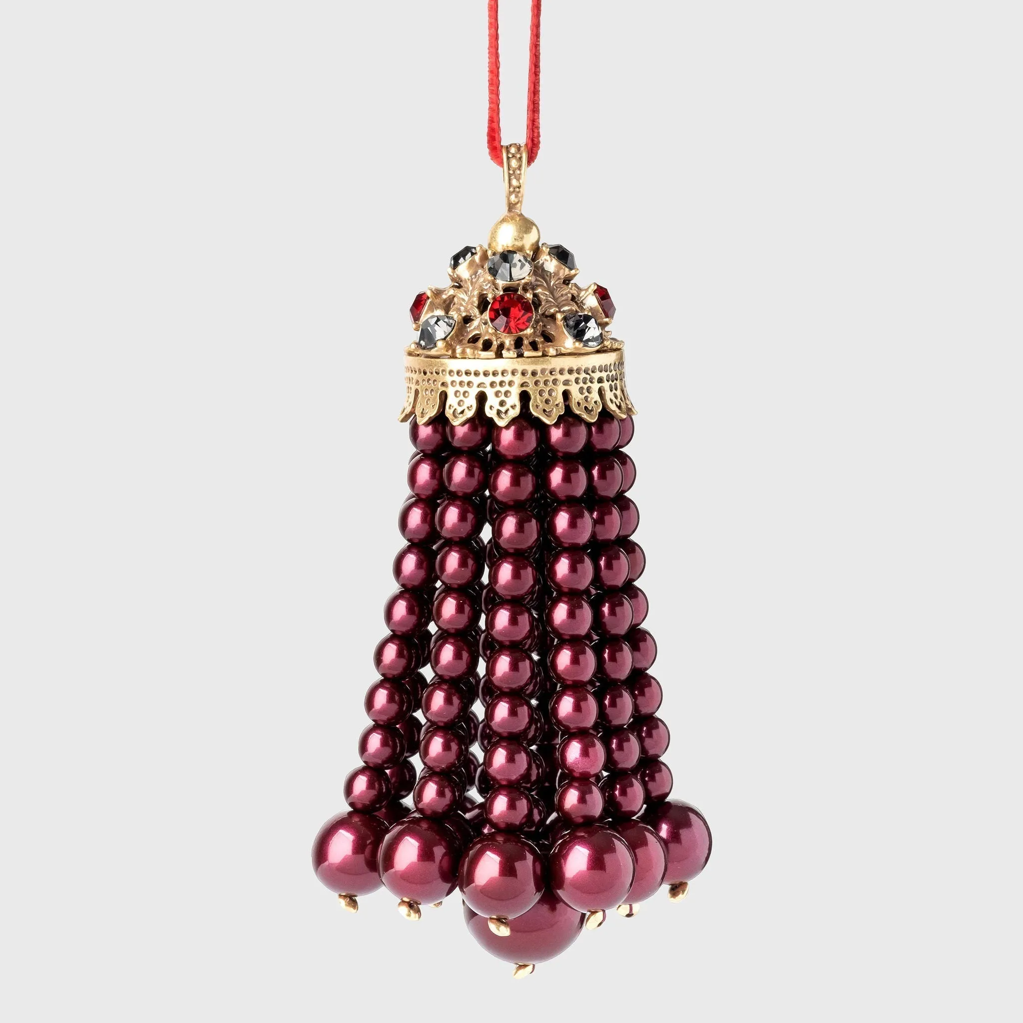 Hanging pearl tassel, plum